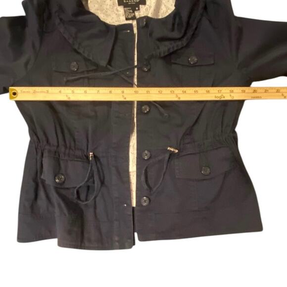 Sandro Sportswear Navy Blue Utility Jacket Drawstring Waist Size M - Picture 4 of 7